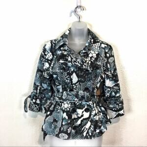 Trench Coat Short Snakeskin Print Women's Jacket with Belt JohnPaulRichard SZ S